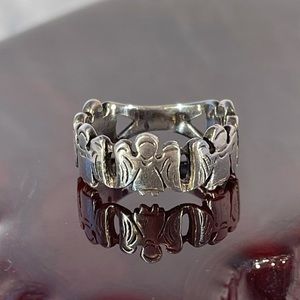 Vintage Sterling Silver Angel Ring Sz 7